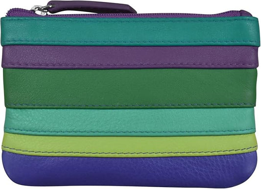 ili New York Mini Leather Coin Purse, Compact Genuine Leather Pouch with Key Ring & RFID Protection, Used for Coins, Keys and Cards, Ideal for Travel and Everyday Carry, Cool Tropics