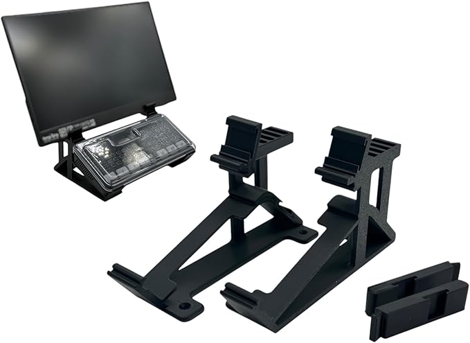 Stand for ATEM Mini Series + Thin Monitor (up to 33 mm) - 6 Cold Shoe Slots, 30 Degree Viewing Angle, Slip-On Design, Non-Slip Feet, Dust-Cover Compatible - Third-Party Accessory