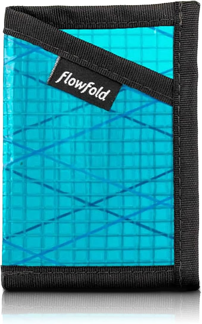 Flowfold Recycled Sailcloth Minimalist Card Holder Wallet | Slim and Durable with Cash pocket and Credit Card Slot | Minimalist Wallet Made in USA Holds 6-8 Cards