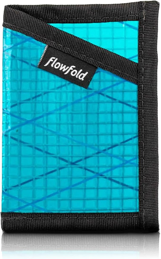 Flowfold Recycled Sailcloth Minimalist Card Holder Wallet | Slim and Durable with Cash pocket and Credit Card Slot | Minimalist Wallet Made in USA Holds 6-8 Cards
