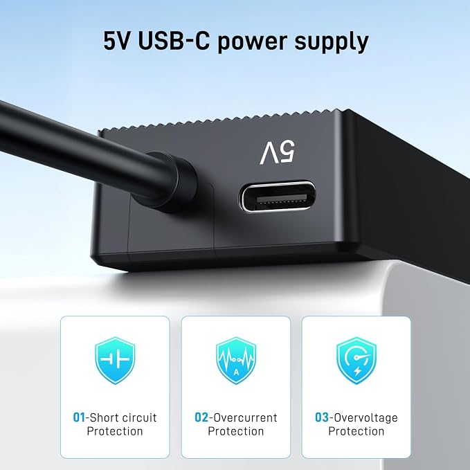 USB Hub 4 Ports, Multiple USB 3.0 Hub, USB-A Splitter for Laptop with Type-C Power Port, Extender for A Port Laptop, PC Desktop and More(0.5ft)
