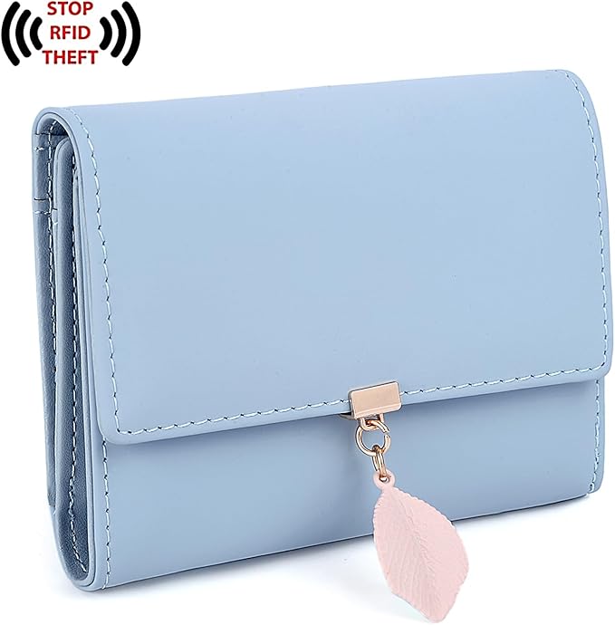 UTO RFID Wallet for Women PU Leather Leaf Pendant Card Holder Phone Checkbook Organizer Zipper Coin Purse | Leaf Pendant, Card Holder, Phone, Checkbook, Organizer, Zipper
