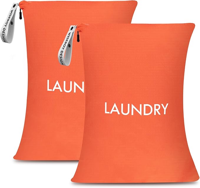 WiseBoy 2 Pack Laundry Bags, Travel Laundry Bag for Dirty Clothes, Washable Nylon Wet Dry Bag, Swimming Yoga Bathing Suit Workout Wet Dry Bags