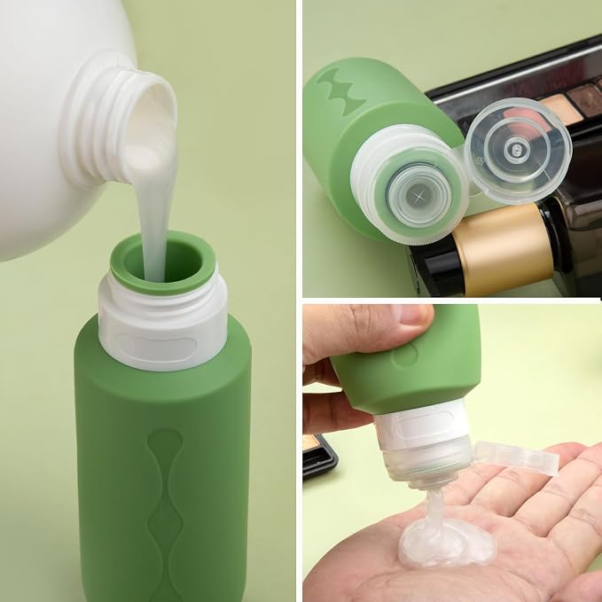 Gemice Travel Bottles for Toiletries, Tsa Approved Travel 6oz Size Containers with Clear Bag, BPA Free Leak Proof Travel Tubs Refillable Liquid Travel Accessories for Cometic Shampoo Lotion