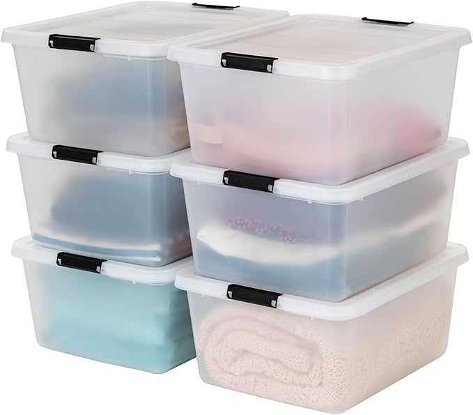 IRIS USA 6-Pack Clip Box with Latching Lids, 18 Quart Craft Storage Bins, Art & Writing Supply Containers for Home, Office & Classroom Organization