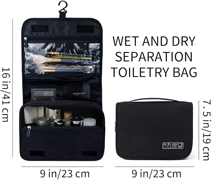 Sechunk Toiletry Bag Water-Resistant Makeup Cosmetic Bag Travel Organizer for Accessories Travel Bag with Hanging Hook