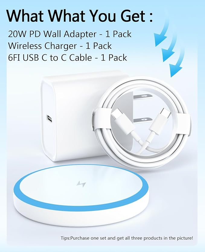 Magnetic Wireless Charger 15W with 20W Adapter & 6ft Cable – MagSafe Charger for iPhone 16/15/14/13/12 Pro/Max/Plus/Mini & AirPods 3/2/Pro – Fast Wireless Charging Pad for Home, Office, Travel