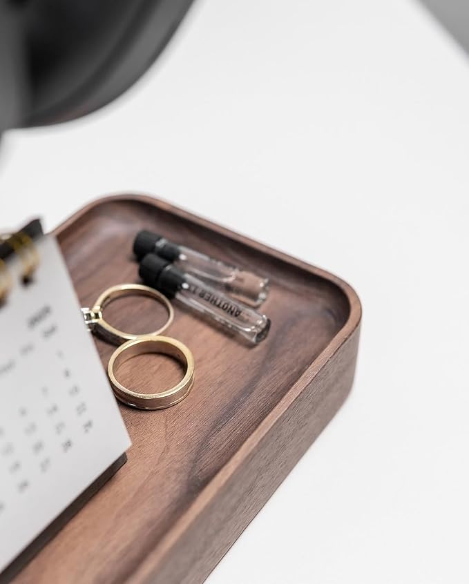 Raico Headphone Stand with Catchall Tray Base Premium Showpiece Headset Holder with Storage Solid Wood (Walnut)