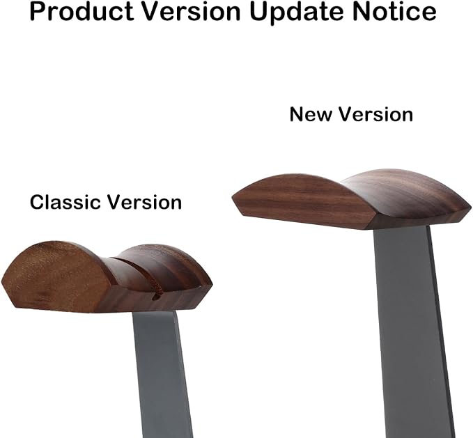 Walnut Headphone Stand, Wooden Headset Stand for Desk, Wood Gaming Headphone Holder with Storage Base for Airpod max, Bose, Razer, Sennheiser, Jabra, JBL, AKG, Vintage Gift for Men, Grey