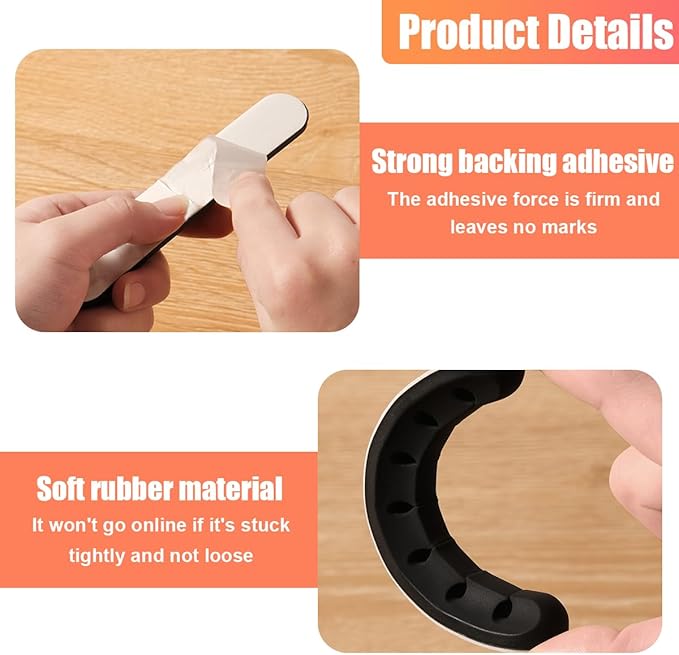 5 Pack Adhesive Cable Clips, Car Cord Holder Cable Clips, USB Charger Holders for Cords, Wall Organizer Wire Management, Wire Organizer Accessories for Car, Nightstand, Home, Office (Black)