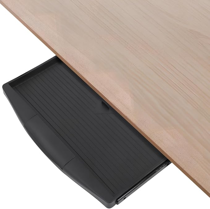 TEHAUX Under Desk Keyboard Tray Slide Out - Adjustable Computer Keyboard Stand with Hidden Storage Drawer 20.67X9.06 Inches Save Space & Reduce Wrist Pain for Home Office & Gaming Desks