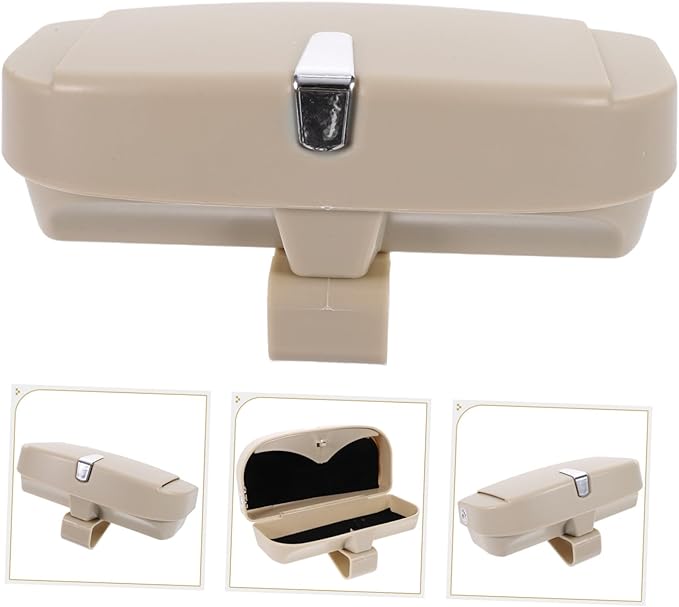 SHERCHPRY 1Pc Multifunctional Vehicle Sunglasses Storage Case Beige Eyewear Clip for Car Visor Durable Art Eyeglasses Holder for Organizing Sunglasses and Accessories