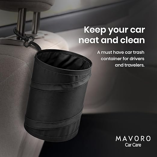 Mavoro 1 Pack, 1 Gallon Car Trash Can | Waterproof Collapsible Pop-Up Car Bin (1 Pack, 1 gal)