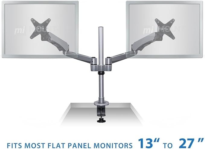 Mount-It! Expandable Two Monitor Computer Desk Mount Spring Arm Quick Release (MI-45116)