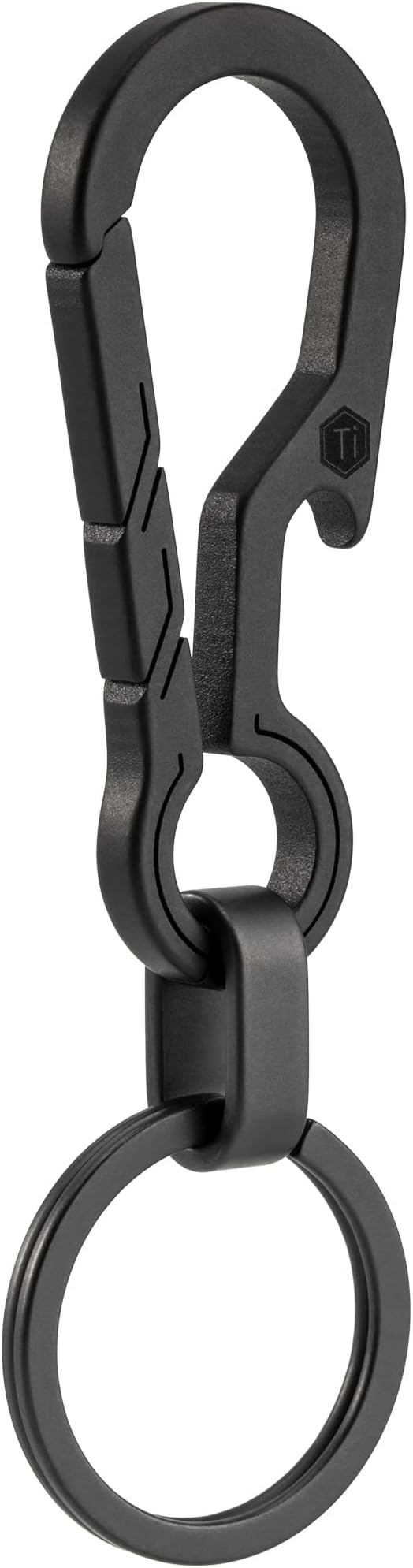 KeyUnity KM01 Titanium EDC Keychain Clip with Bottle Opener, Quick Release Carabiner Key Ring Holder for Men