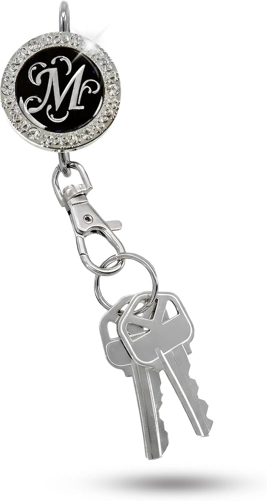 Women’s Bag Charm Key Finder, Car Keychain Hook, Cute Purse Organizer & Tote Bag Accessories, Gifts for Mom - Monogram Letter