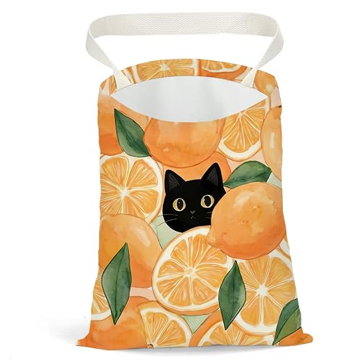 Black Cat Car Trash Bag, Orange Car Trash Bag Hanging, Orange Accessories, Summer Decor Waterproof Cars Back Seat Hanging Organizer Garbage Can for Vehicle Travelling Camping