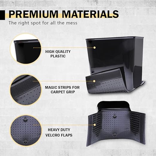 Car Trash Can with Stability Wings – Leakproof Portable Garbage Bin for Fabric & Rubber Mats – Compact Durable Plastic Auto Organizer for Cars, SUVs, Trucks (Black, Large)