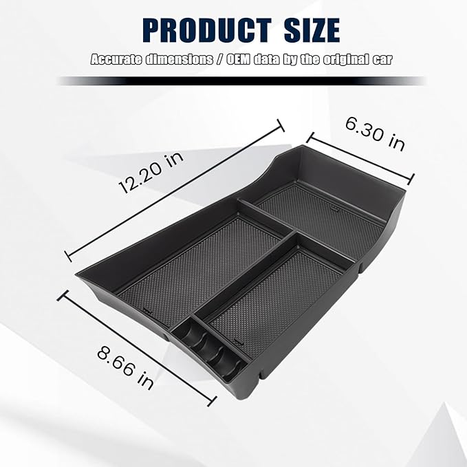 Center Console Organizer Compatible with Nissan Rogue 2021-2025 2026 Armrest Storage Box Insert Tray Interior Secondary Accessories (Lower Center Console Tray)