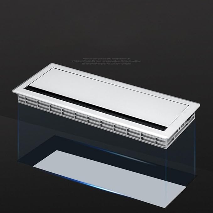 Cable Box Wire Organizer Cable Management Box Wire Holder Flip Brush Aluminum Alloy PP Dustproof Embedded Design Suitable for Office Desk, Silver
