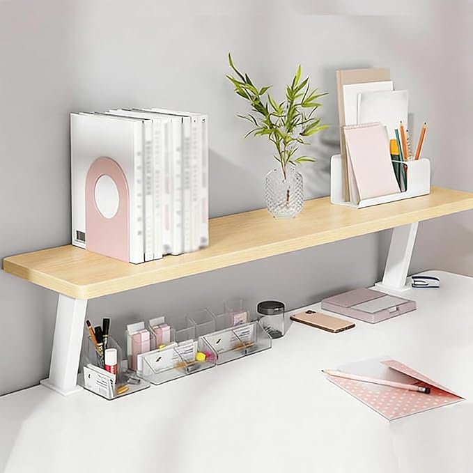 Clamp on Desk Shelf, Desktop Shelf Organizer Space Saving Desk Storage Rack for Office Study Home Dorm No Drill (31.4 x 7.8 in)
