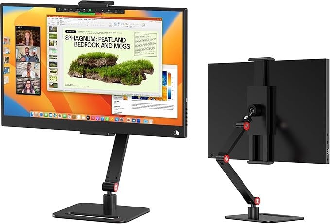UPERFECT Adjustable Tablet Stand, 360° Swivel & 180° Tilt, Foldable Arm Holder for 4.7??.87'' Telescopic Clamp, Compatible with ??8.5'' Monitor/iPhone/iPad/Tablet, Aluminum Alloy, Black