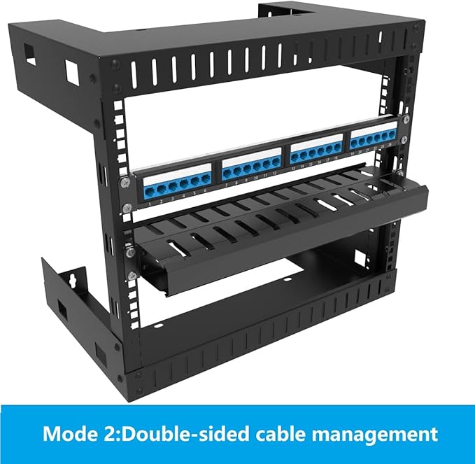 Jingchengmei All Metal 1U 19 Inch Server Rack Wire Management System-Horizontal Rack Mount 12 Larger Slots Cable Manager (AHMMA1U12S, Black)
