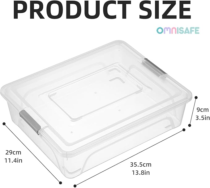 Plastic Storage Bin with Lid, Stackable Design, Clip Box for Crafts, Supplies and Office Items Container (4 Pack 10 Quart)