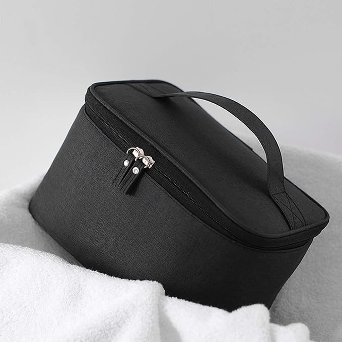 HOYOFO Women Makeup Bag Cosmetic Bags with Mesh Pocket Portable Travel Toiletry Bag for Women/Men, Black