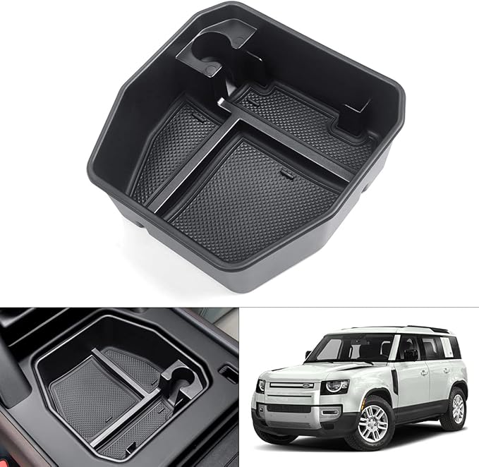 Karltys Center Console Organizer for 2020-2025 2026 Land Rover Defender 90 110 130 (NOT for Refrigerator Version), Defender Accessories Armrest Storage Box Middle Console ABS Insert Tray