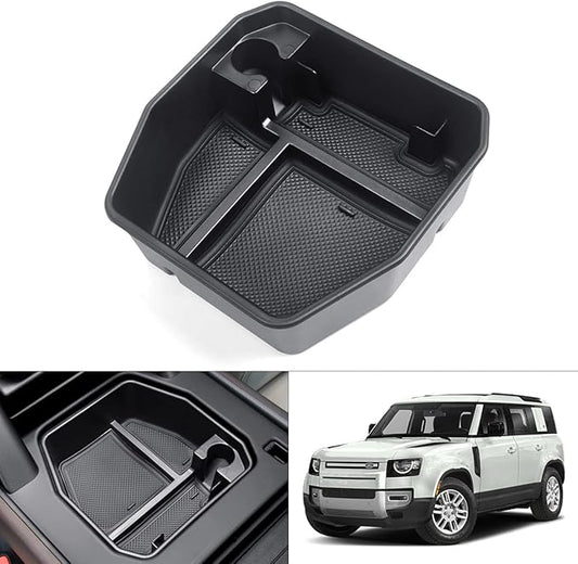 Karltys Center Console Organizer for 2020-2025 2026 Land Rover Defender 90 110 130 (NOT for Refrigerator Version), Defender Accessories Armrest Storage Box Middle Console ABS Insert Tray