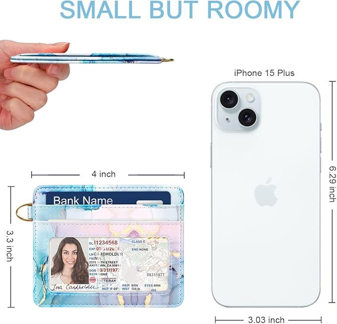 Slim Minimalist Pocket Credit Card Holder Wallet RFID Blocking Lightweight Thin Small Cute Card Cases,Gradient Marble
