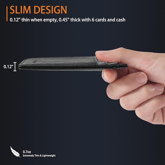 Travelambo Front Pocket Minimalist Leather Slim Wallet RFID Blocking Medium Size