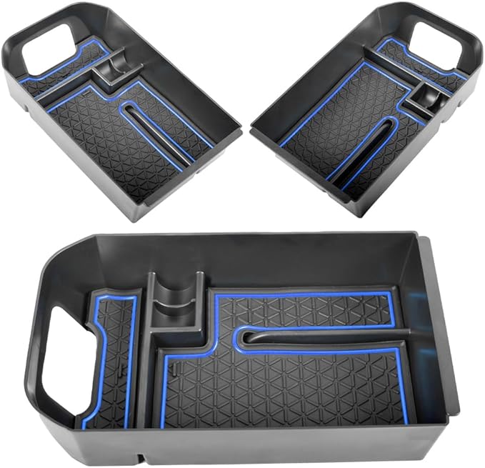 TACORBO Center Console Organizer Compatible with Toyota RAV4 2019 2021 2020 2022 2023 2024 2025 and 2021-2024 2025 RAV4 Prime Accessories, Armrest Secondary Storage Box Insert Tray, Blue Trim