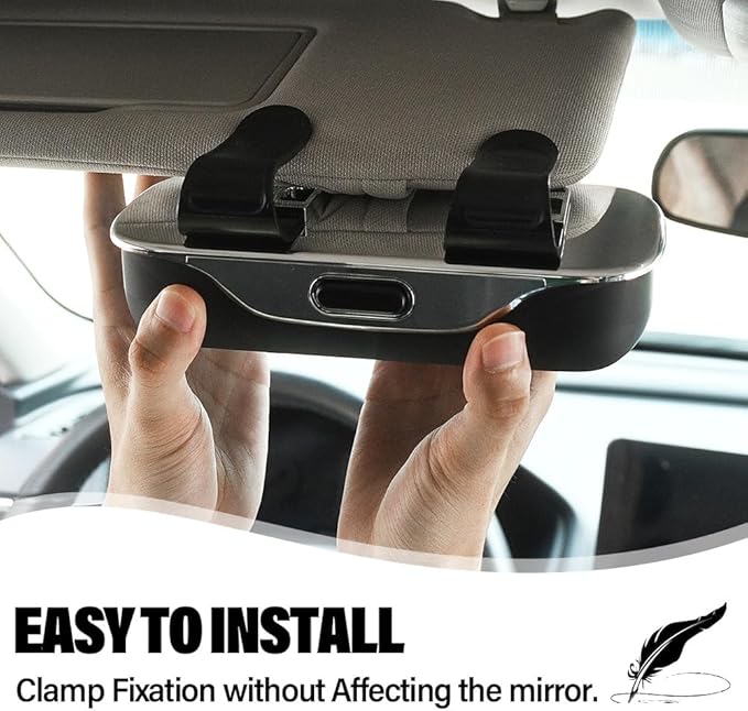 Sunglasses Holder for Car Visor, PU Leather Glasses Case with Clips Magnetic Closure Eyeglasses Holder