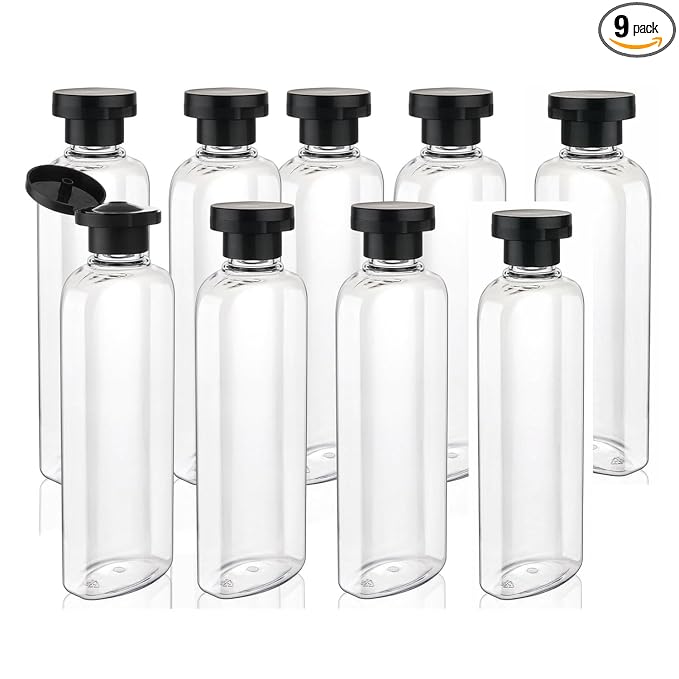 Travel Shampoo and Conditioner Bottles 7.7oz 9 Pack Leak Proof Squeeze Bottles with Flip Cap Refillable Containers Plastic Travel Bottle for Toiletries for Lotion Shampoo Conditioner