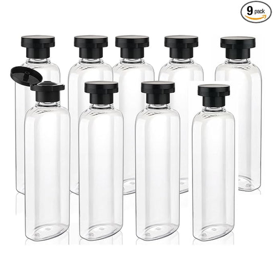 Travel Shampoo and Conditioner Bottles 7.7oz 9 Pack Leak Proof Squeeze Bottles with Flip Cap Refillable Containers Plastic Travel Bottle for Toiletries for Lotion Shampoo Conditioner