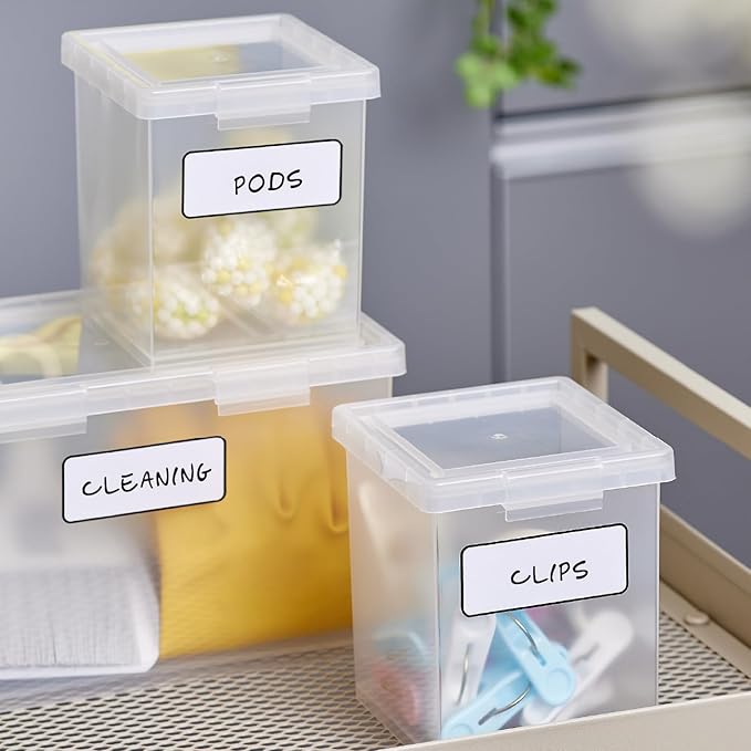Bostitch Konnect Storage Containers with Lids, Organizer, Clear Plastic Box, Stackable Nesting Bins, Medium, 2 Pack