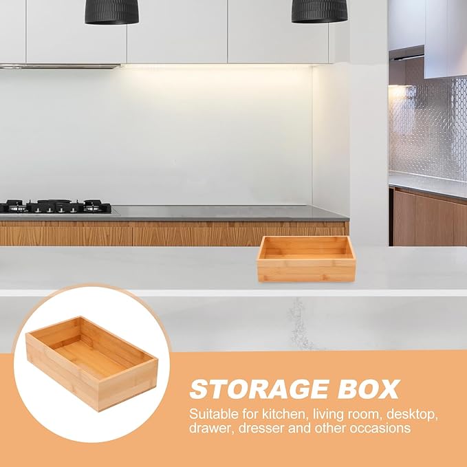 Uonlytech Storage Box for Desktop Sundries, Natural Wood Organizer Container, Home Décor Accent for Office and Living Room Storage