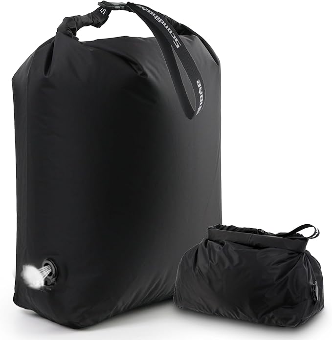 Travel Compression Laundry Bag, Pump-Free Vacuum Space Saver Bag for Dirty Clothes, Reusable Waterproof Wet Dry Bag, Travel Laundry Bag for Luggage, Packing, Suitcase (1 Pcs)（Black, L)