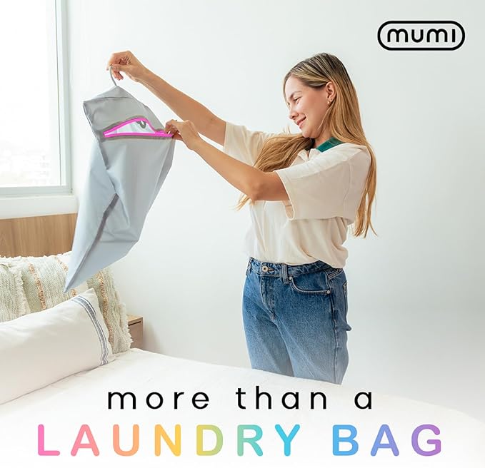 MUMI Travel Laundry Bag – Moisture & Smell-Proof Clothes Bag with Folding Hanger & Outer Pouch | Large Laundry Storage Bag for Suitcase, Gym & Packing | Dirty Clothes Organizer (Purple)