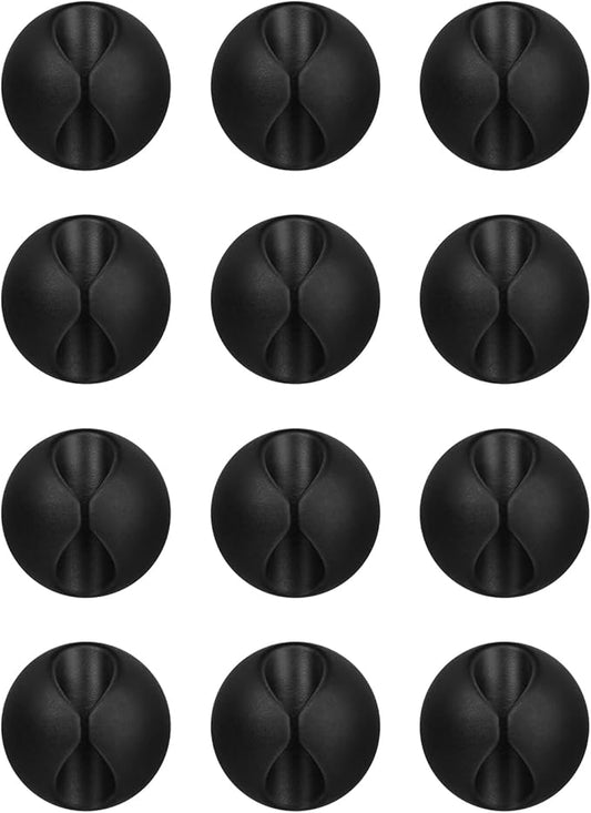 Cord Holder Cable Holder, 12PCS Black Adhesive Cable Clips Cord Organizer Charger Holder Wire Management Keeper for Nightstand, Office, Desk or Mouse