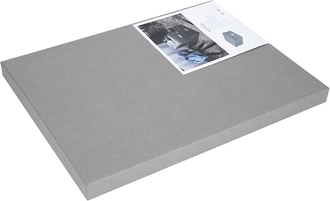Bigso Box of Sweden Katrin Collapsible Storage Box with Labelframe for Easy Identification - Simple Assembly Without Tools - Decorative Storage Boxes with Lids - 13.5in x 17.6in x 7.2in - Gray