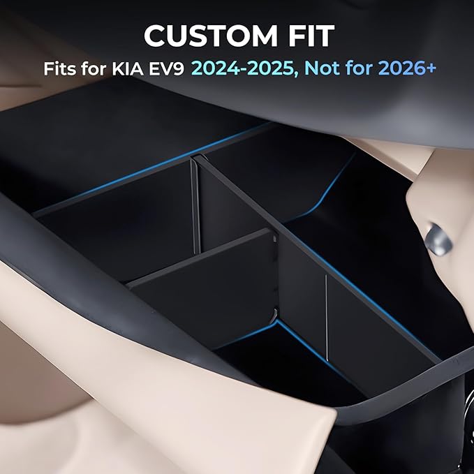 Glove Box Organizer for KIA EV9 2025 2024 (Not for 2026+), Interior Accessories Glove Box Compartment Insert Storage Dividers for 2024-2025 EV9, Black