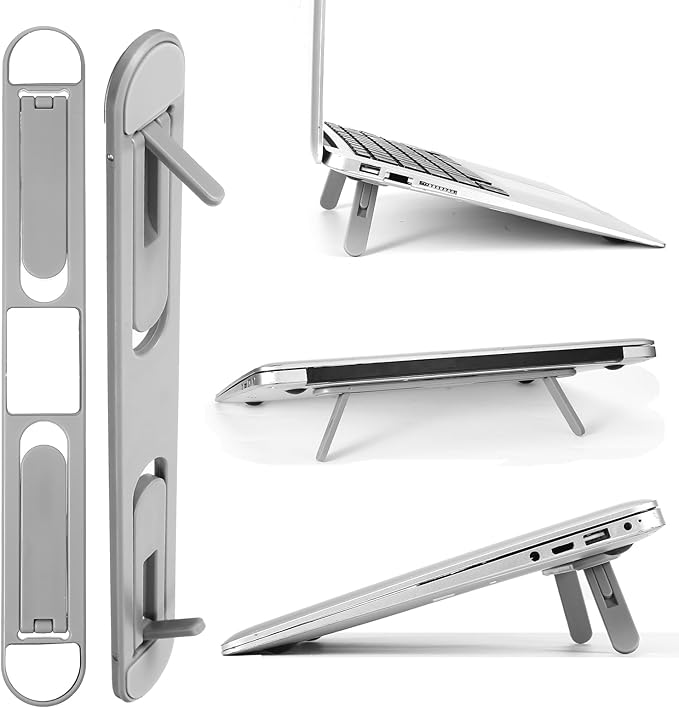 Foldable Keyboard Riser Stand, Self-Adjusting Laptop Feet with Dual Angles Small Computer Stand Portable PP Computer Keyboard Lift for Desk Grey Laptop Legs