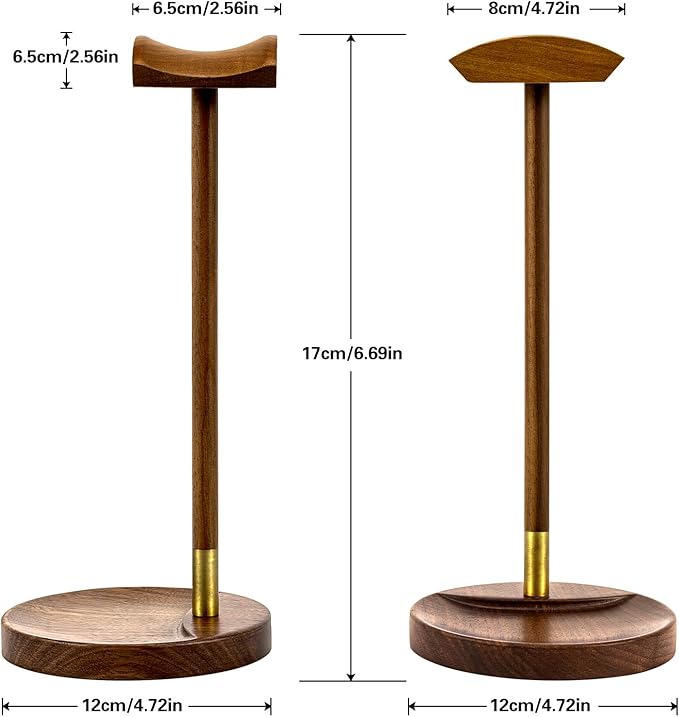 Headphone Stand for Desk, Solid Wood Gaming Headset Stand, Universal Wooden Headphone Stand Hanger, Wooden Headphone Holder with Storage Base for Airpod max and More