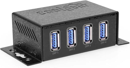 Coolgear 3.2 Gen 1 USB Hub - 4 Port USB Hub with 5Gbps Data Transfers, Mountable Metal Housing, 5V Power Adapter, ESD Surge Protection, Bus or Self Powered