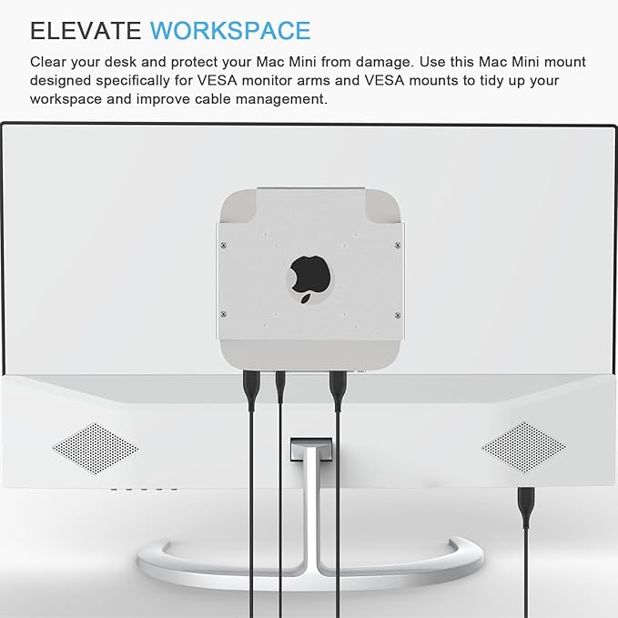 Mac mini Monitor Vesa Mount, IFCASE Aluminum Material Behind Monitor, Monitor Arm VESA Mount Holder for Mac mini 2010 to 2023 M2 Pro (Silver)