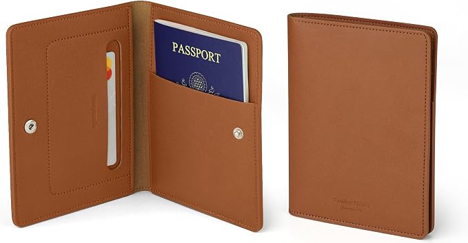 carrotez Family Travel Document Organizer – Premium RFID Blocking Leather Passport Holder & Wallet for 2 Passports, Cards, Boarding Passes & Travel Essentials – Brown
