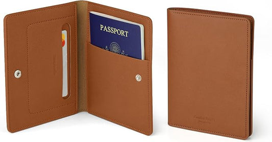 carrotez Family Travel Document Organizer – Premium RFID Blocking Leather Passport Holder & Wallet for 2 Passports, Cards, Boarding Passes & Travel Essentials – Brown